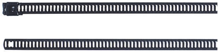 Brida HellermannTyton MAT16SSC7 de Acero inoxidable recubierto de poliéster Negro, 430mm x 7 mm, Escalera
