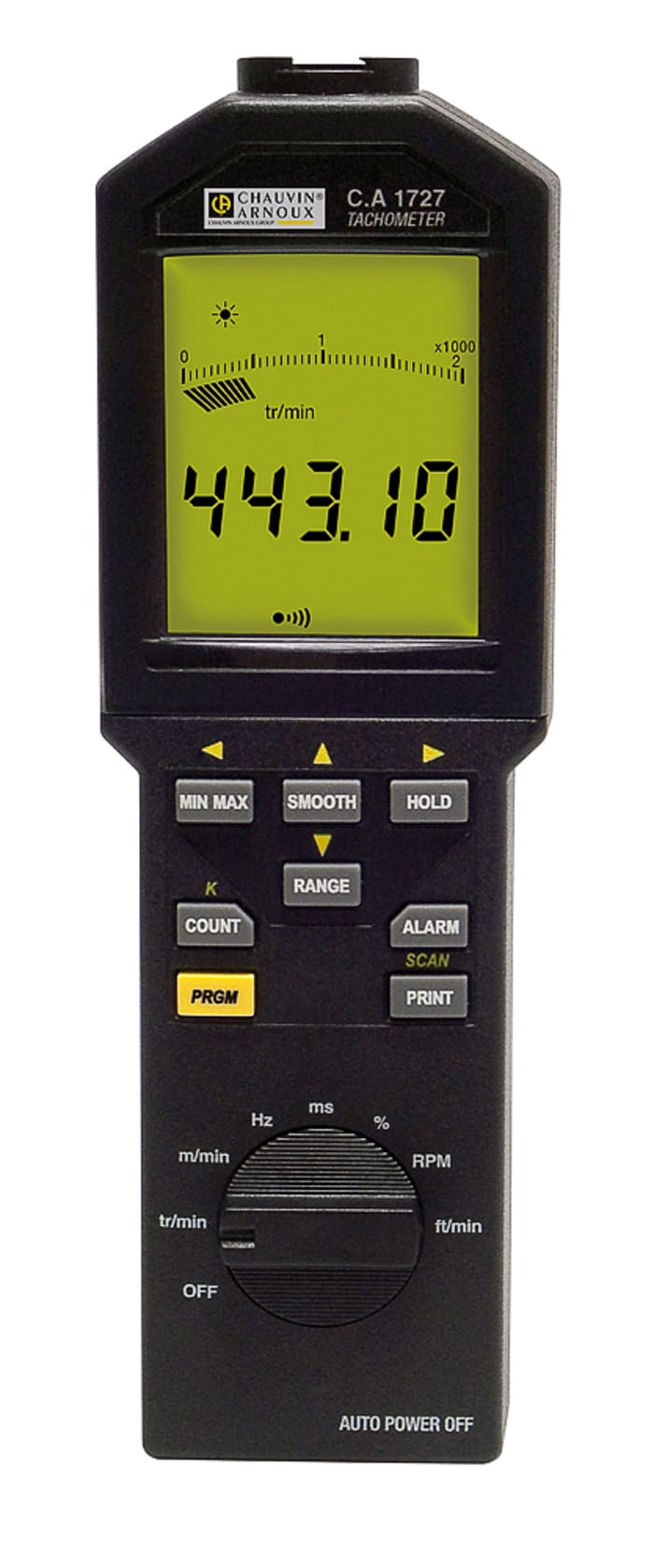 Chauvin Arnoux Tachometer Best Accuracy ±6 Counts - Contact, Non Contact LCD 100000rpm