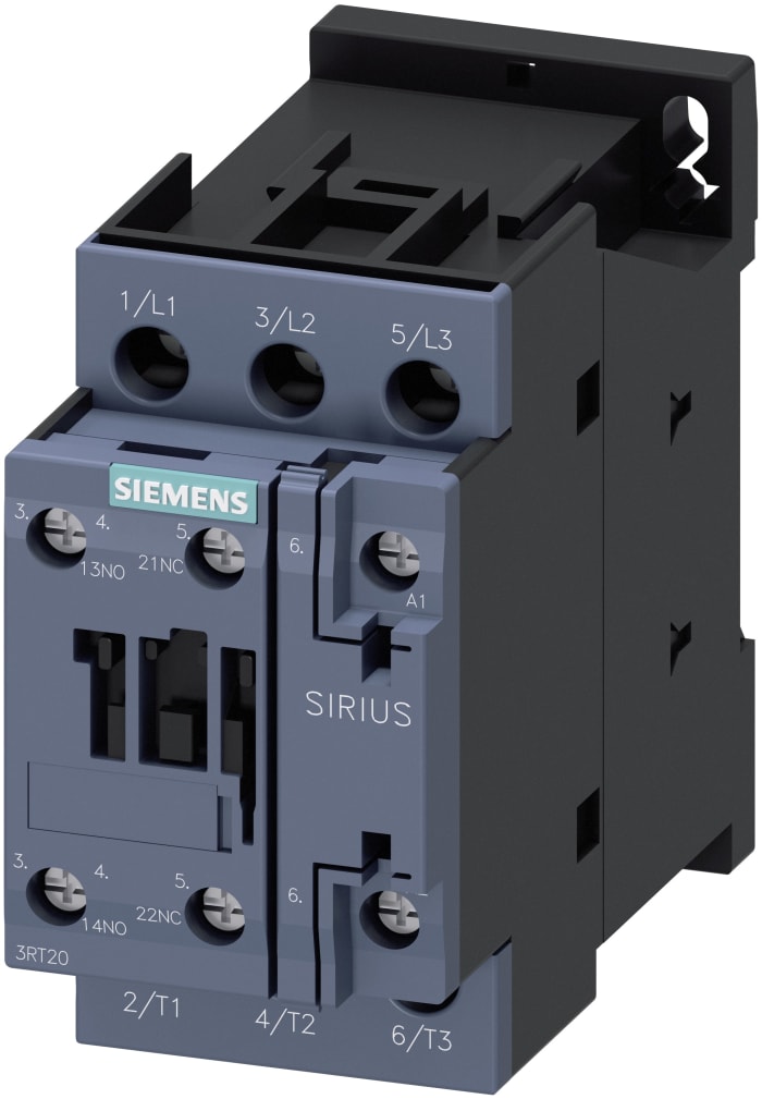 Siemens SIRIUS 3RT Size S0, 3RT2 Contactor, 24 V ac Coil, 3-Pole, 38 A, 18.5 kW, 3NO, 400 V ac