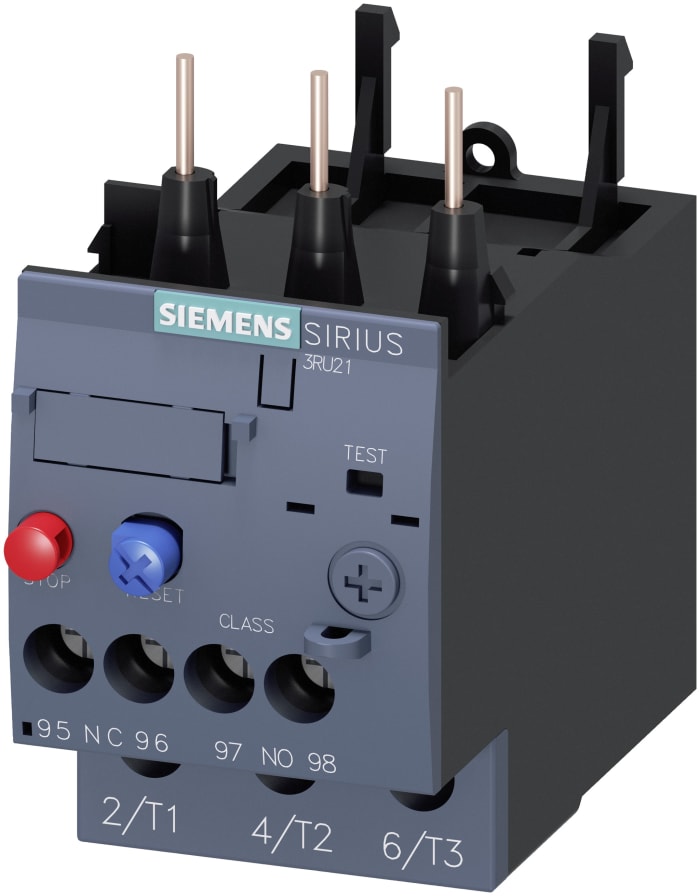 Siemens SIRIUS 3RU2 Thermal Overload Relay 1NO + 1NC, 3.5 → 5 A F.L.C, 5 A Contact Rating, 4 kW, 3P, SIRIUS