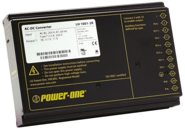 Power-One Embedded Switch Mode Power Supply (SMPS), LH1901-2R, 48V dc, 1.5A, 70W, 1 Output, 85 → 255V ac Input
