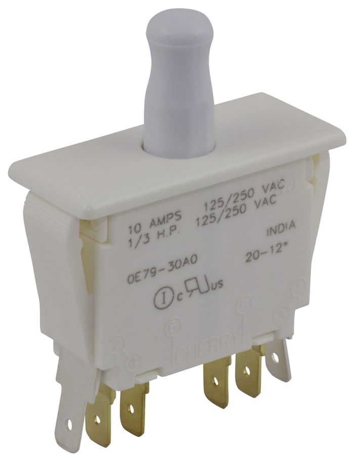 ZF Door Micro Switch, Button, DPDT 10 A @ 250 V ac, -40 → +85°C