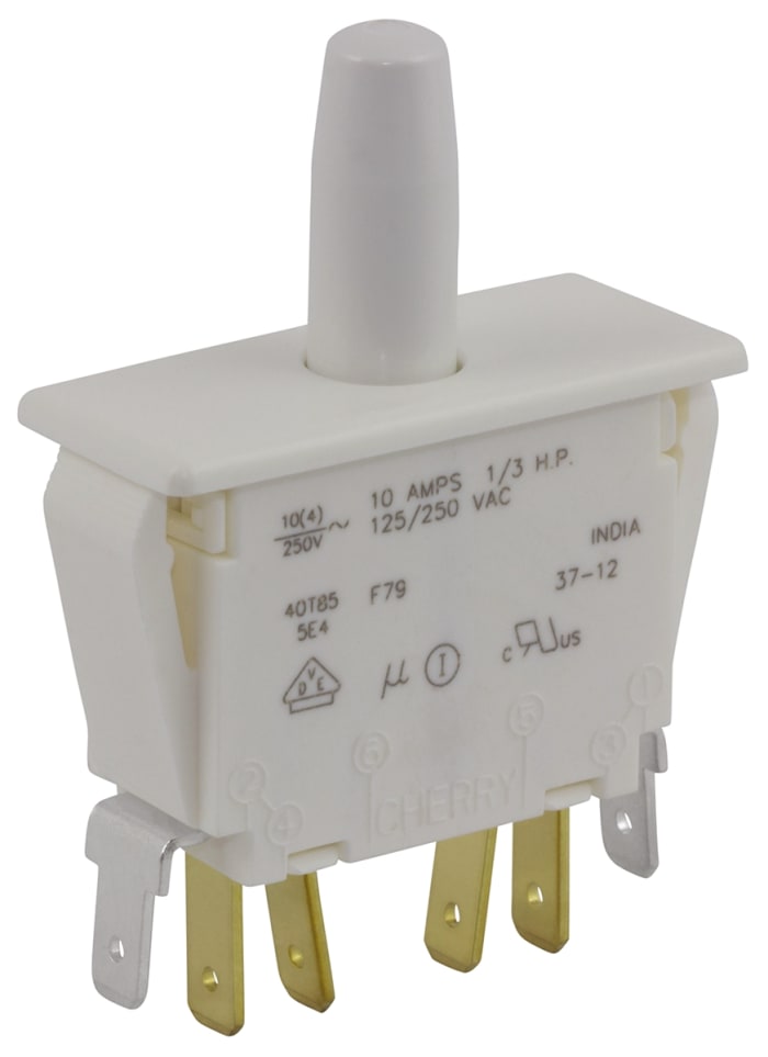 ZF Door Micro Switch, Button, DPDT 10 A @ 250 V ac, -40 → +85°C