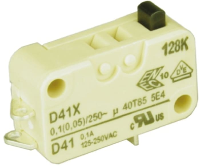 ZF Button Microswitch, Solder Terminal, 100 mA @ 250 V ac, SPDT