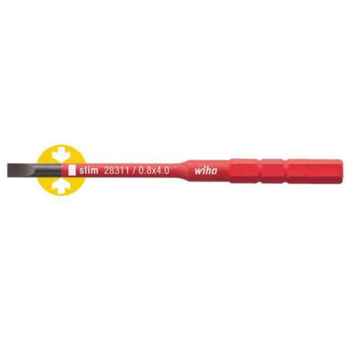 Embout de vissage Wiha Fendu, SL4, Acier chrome vanadium