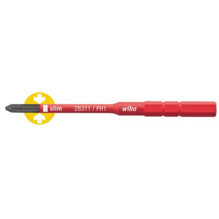 Wiha Screwdriver Bit, 9 mm Hexagonal Tip, PH1 Tip 1-Piece
