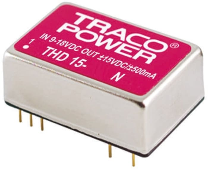 TRACOPOWER THD 15N DC-DC Converter, 5V dc/ 3A Output, 9 → 18 V dc Input, 15W, Through Hole, +85°C Max Temp -40°C