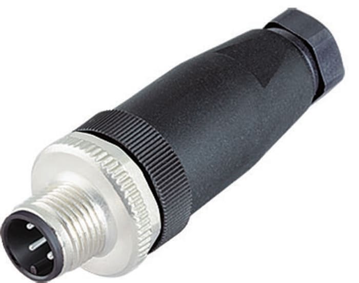 binder Circular Connector, 3 Contacts, Cable, M12 Connector, Plug, Male, IP67, 713 Series