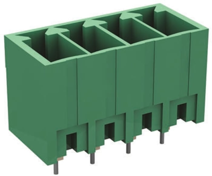 Amphenol Communications Solutions 06-381 Series Pluggable Terminal Block, 7-Contact, 3.81mm Pitch, Through Hole Mount,