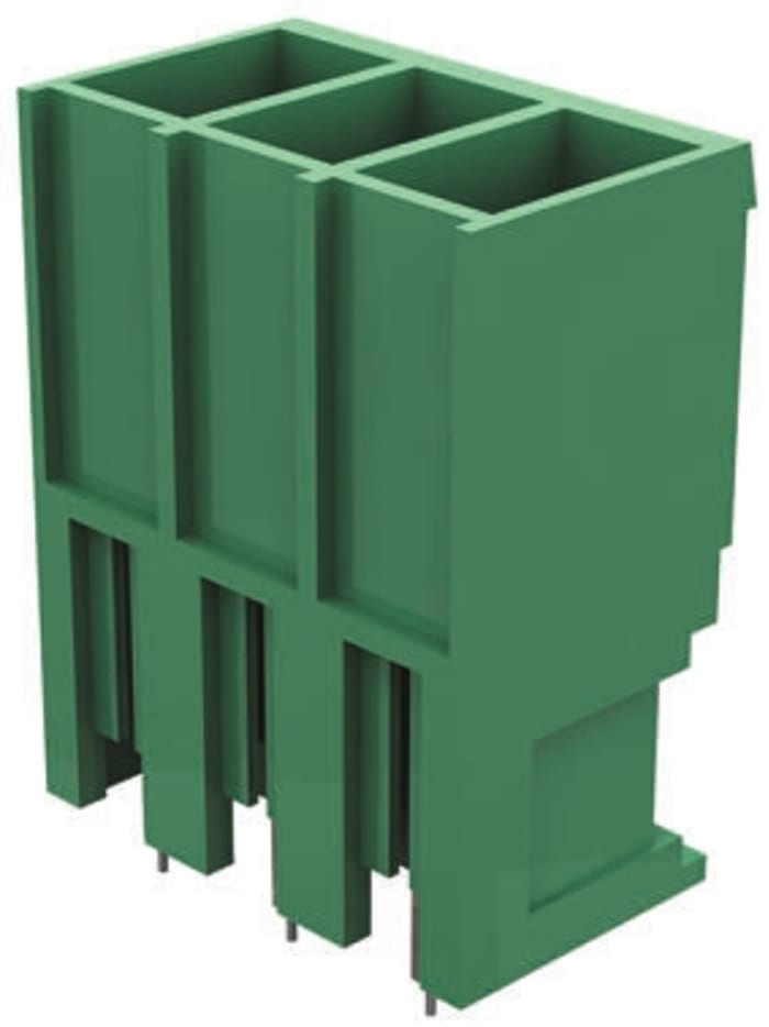 Amphenol Communications Solutions, 7.62mm Pitch, 3 Way, Pluggable Terminal Block, Header, Through Hole, Solder