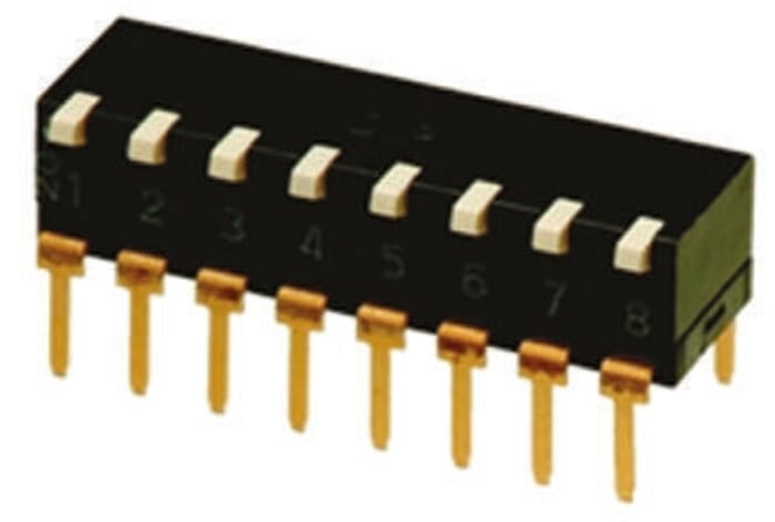 Omron 8 Way Through Hole DIP Switch SPST, Lever Actuator