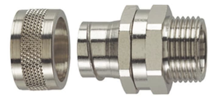 HellermannTyton Boru Bağlantı Parçası, Rakor Somunu, Nikel Kaplamalı, Pirinç, 25mm boyutlarında, IP54, Diş Tipi: M25
