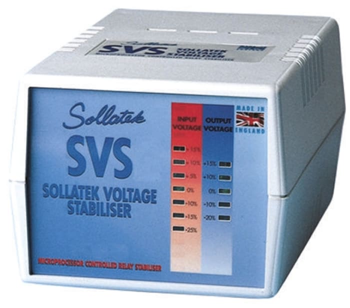 Sollatek Voltage Stabiliser 230V ac 2A Over Voltage and Under Voltage, 460VA UK Plug, Desktop