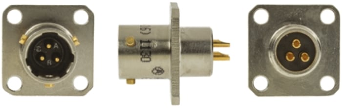 Amphenol Limited, 62GB 3 Way Box Mount MIL Spec Circular Connector Receptacle, Pin Contacts,Shell Size 8, Bayonet