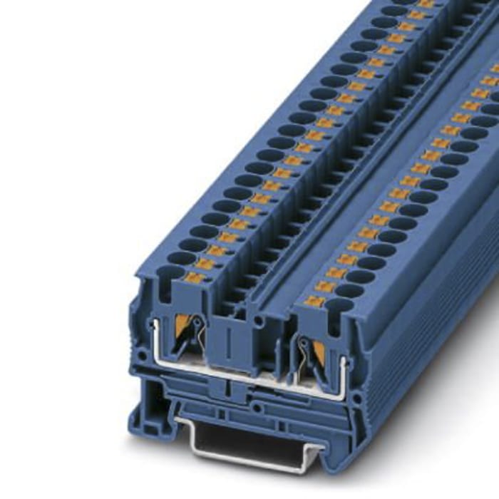 Phoenix Contact 3211760 PT 4 BU Series Blue, 0.2 → 6mm², Single-Level, Push In Termination