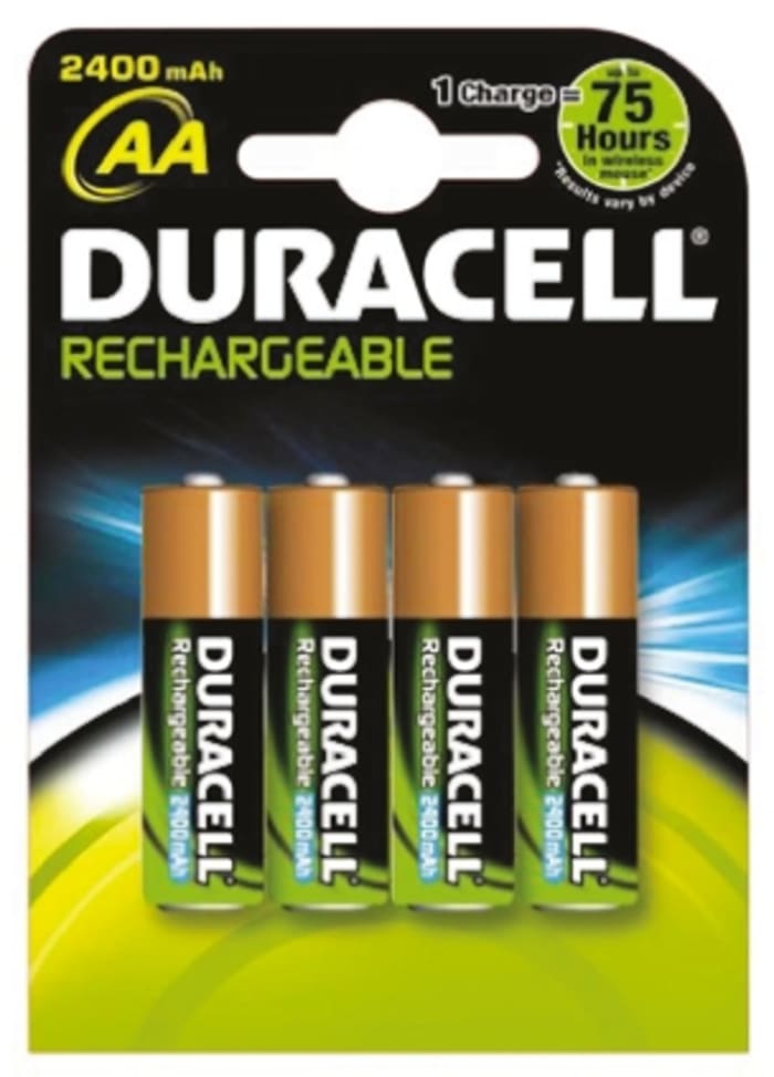 Duracell Duracell Supreme AA NiMH Rechargeable AA Battery, 2.45Ah, 1.2V - Pack of 4