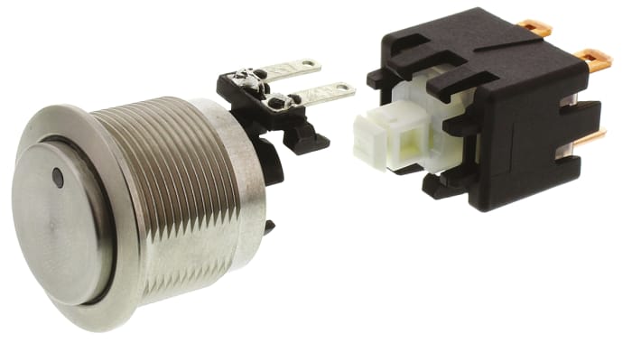 Schurter Illuminated Push Button Switch, Latching, Panel Mount, 22mm Cutout, DPDT, Blue LED, 125/250V ac, IP64 (Front);