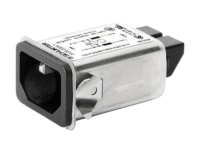 Schurter 1A, 250 V ac Male Snap-In Filtered IEC Connector 5120.2000.0 None Fuse