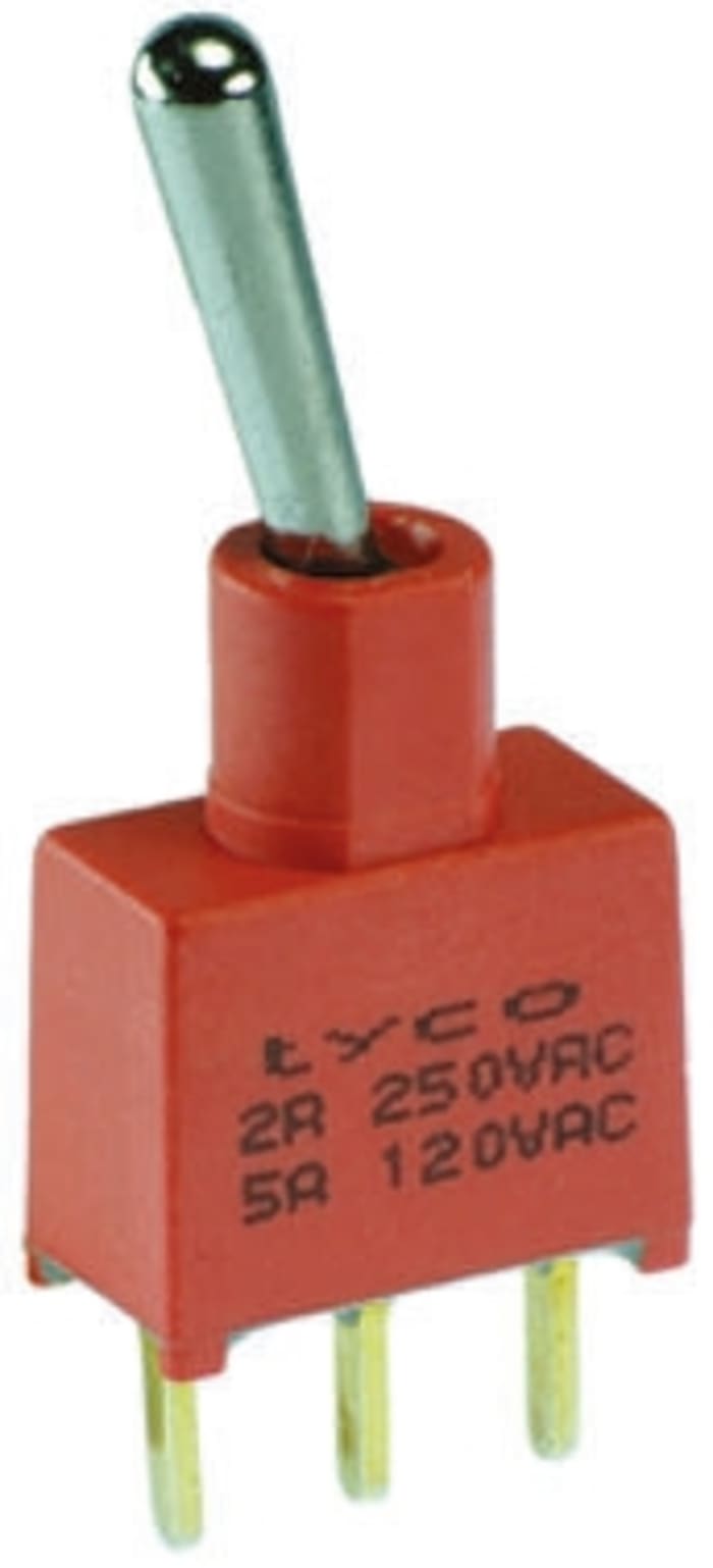 TE Connectivity Toggle Switch, PCB Mount, On-Off-On, SPDT, Through Hole Terminal
