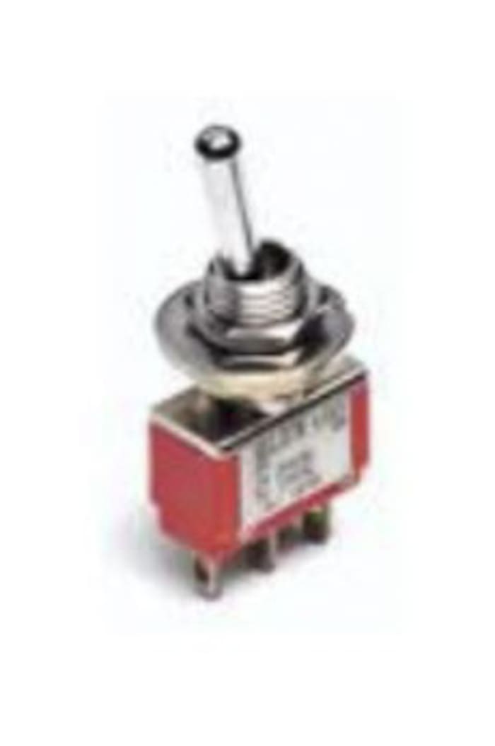 TE Connectivity Toggle Switch, PCB Mount, On-Off-On, SPDT, Through Hole Terminal, 120 V ac, 28V dc