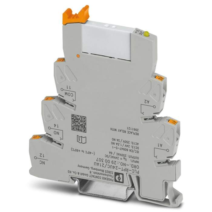 Phoenix Contact PLC-RPT- 24UC/21AU Series Relay Module, DIN Rail Mount, 24V ac/dc Coil, SPDT
