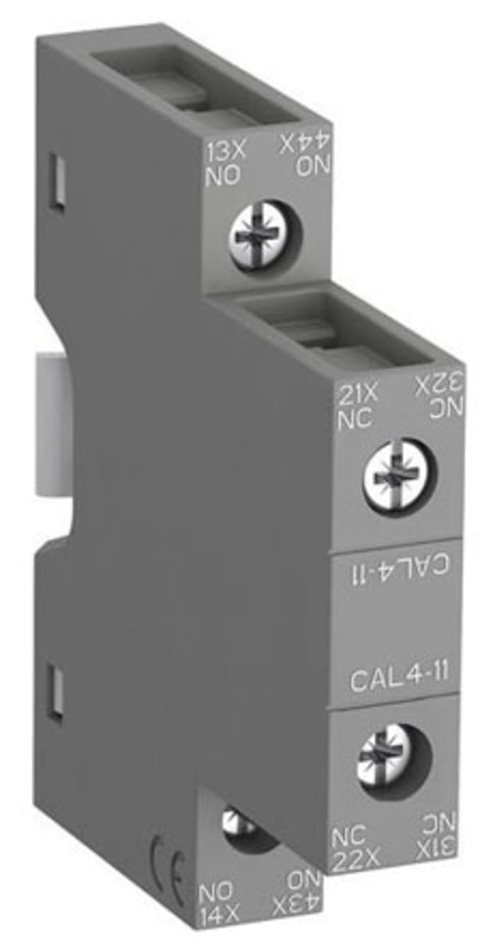 ABB Auxiliary Contact, 2 Contact, 1NC + 1NO, Side Mount, S200M CAL4-11