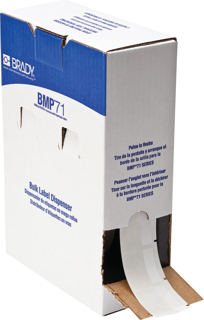 Brady B-427 Self-laminating Vinyl Transparent/White Cable Labels, 38.1mm Width, 38.1mm Height