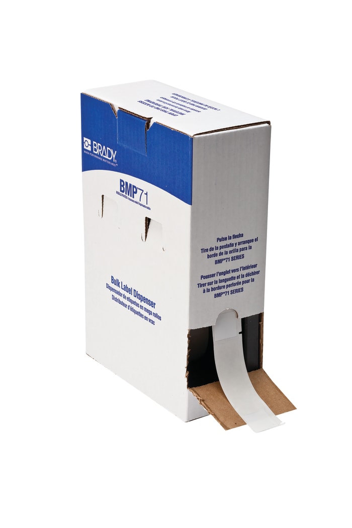 Brady B-427 Self-laminating Vinyl Transparent/White Cable Labels, 25.4mm Width, 101.6mm Height
