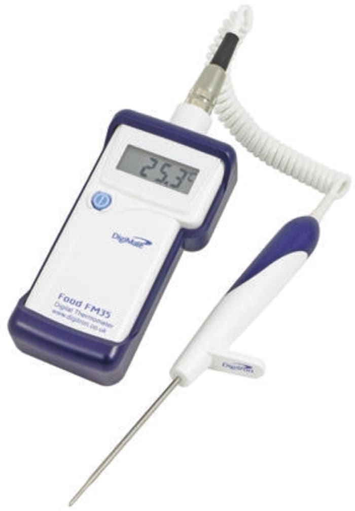 Digitron FM35 Wired Digital Thermometer for Food Industry Use, 1 Input(s), +110°C Max, ±1 °C Accuracy - With RS