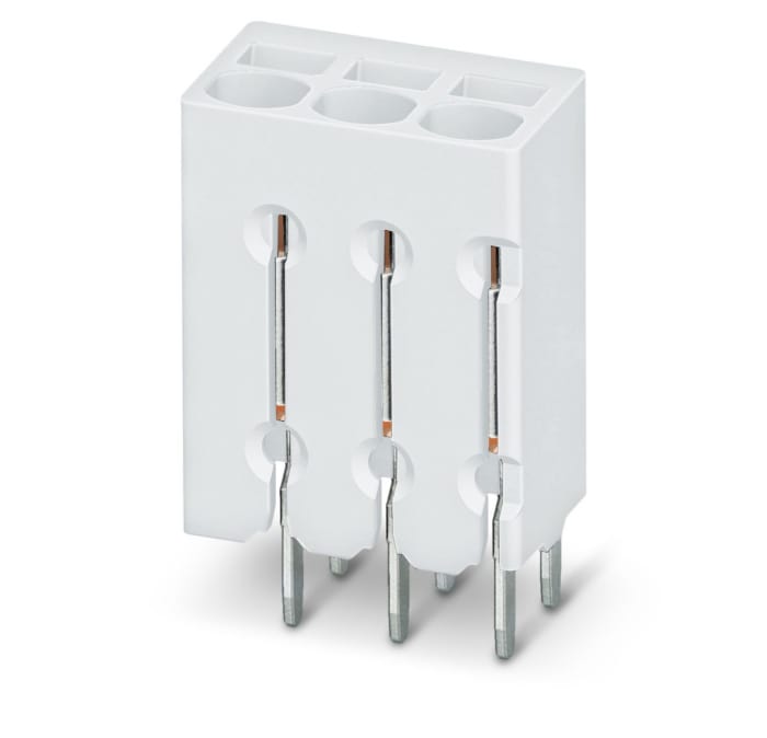 Phoenix Contact PTSM 0.5/ 8-2.5-V THR WH R44 Series PCB Terminal Block, 8-Contact, 2.5mm Pitch, Through Hole Mount,