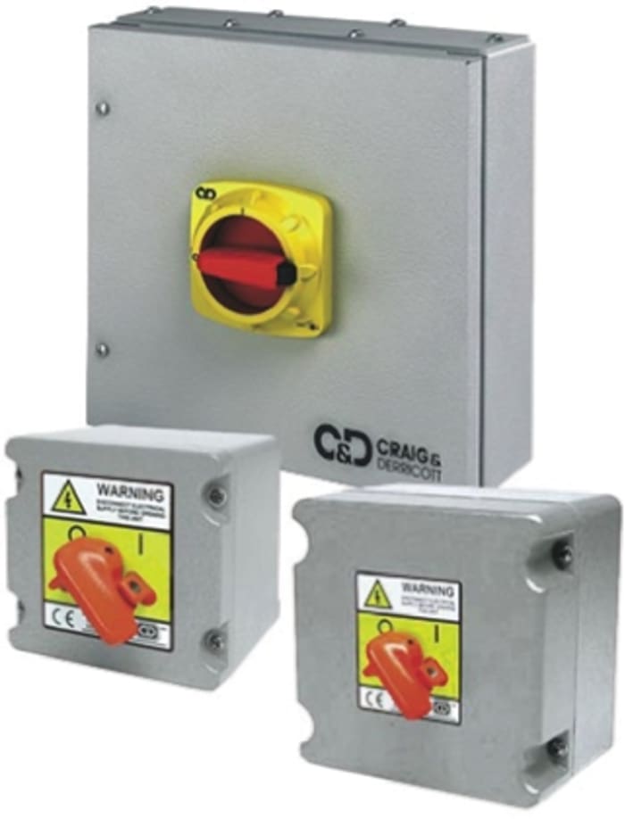 Interruptor seccionador, 3P+2EB, 3 NA, Corriente 32A, Potencia 15kW, IP65
