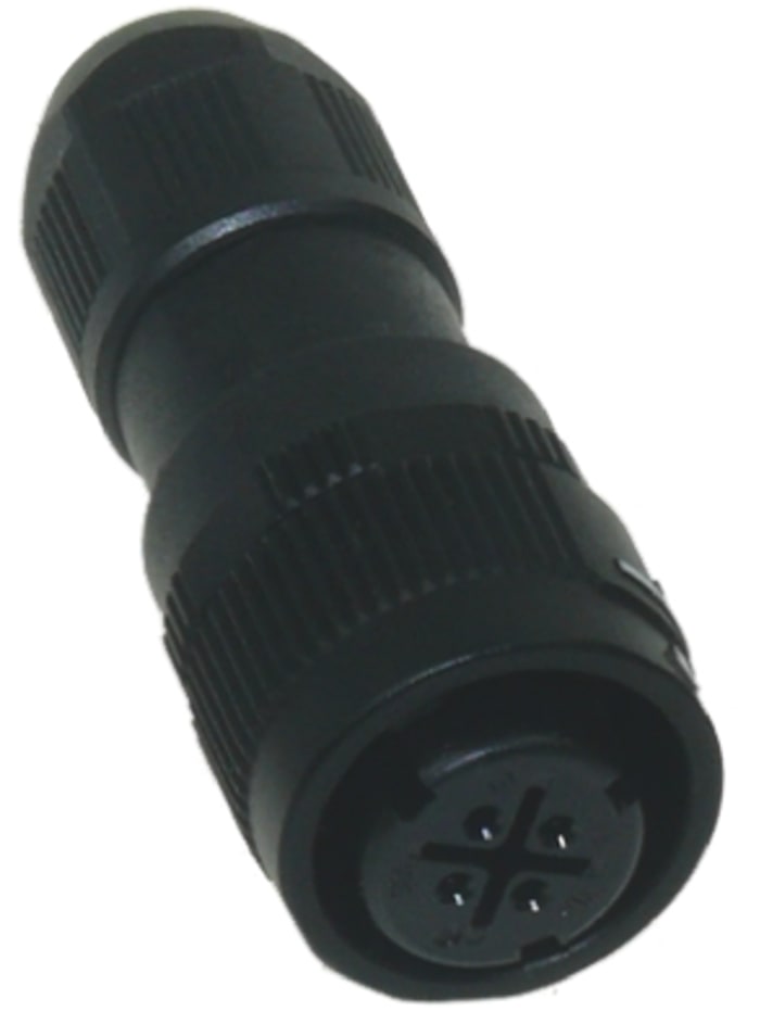 Conector Hirose macho serie HR34B de 4 vías hembra, tamaño carcasa 12, montaje aéreo, IP67, IP68