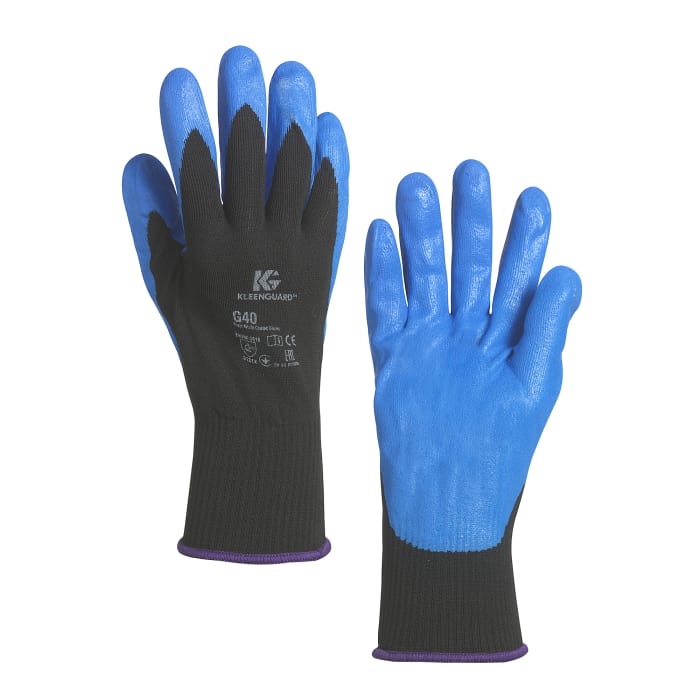 Kimberly Clark Jackson Safety Blue Nylon General Purpose Work Gloves, Size 9, Nitrile Foam Coating