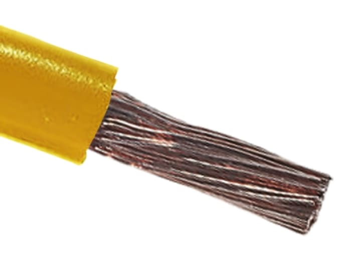 RS PRO Yellow 4 mm² Tri-rated Cable, 12 AWG, 56/0.287 mm, 100m, PVC Insulation