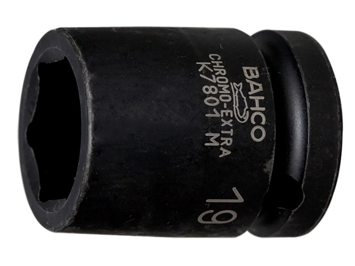 Vaso de impacto Bahco perfil Vaso de impacto estándar de 19mm, con cuadrado de 1/2 plg, longitud 38 mm