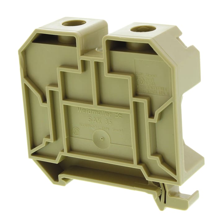 Weidmuller 0380760000 SAK 35/35 Series Beige, Yellow, 35mm², Single-Level, Feed Through Termination