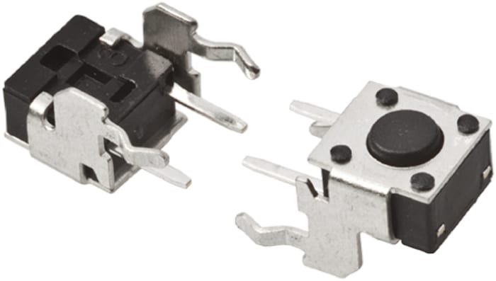 Black Button Tactile Switch, SPST 50 mA @ 24 V dc 0.56mm