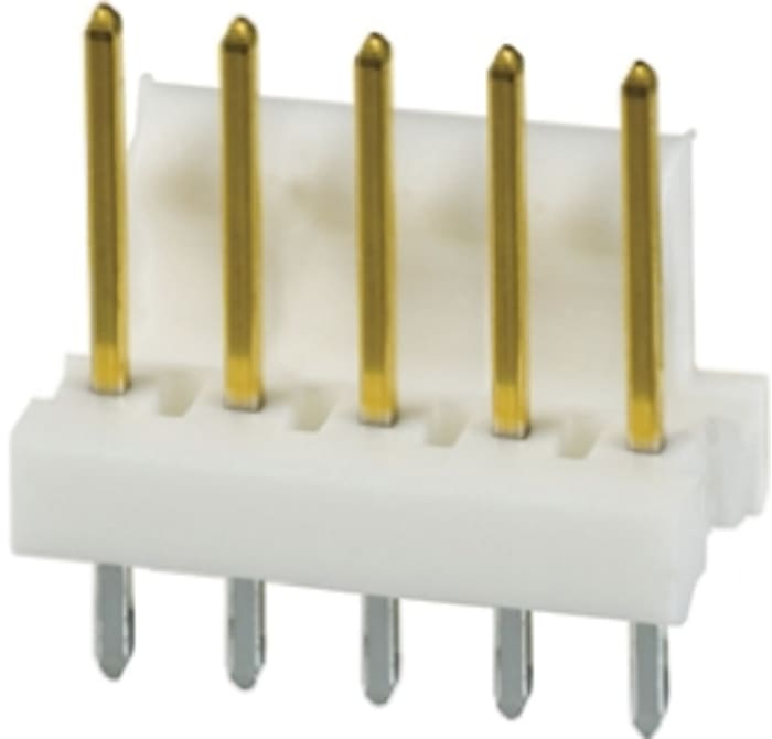 TE Connectivity MTA-100 Series Straight Through Hole Pin Header, 5 Contact(s), 2.54mm Pitch, 1 Row(s), Unshrouded