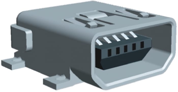 TE Connectivity Right Angle, SMT Mount Mini USB Connector, Receptacle