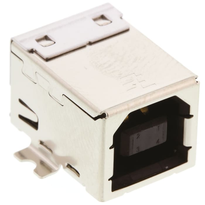 TE Connectivity Right Angle, SMT, Socket- Single Port Type B USB Connector