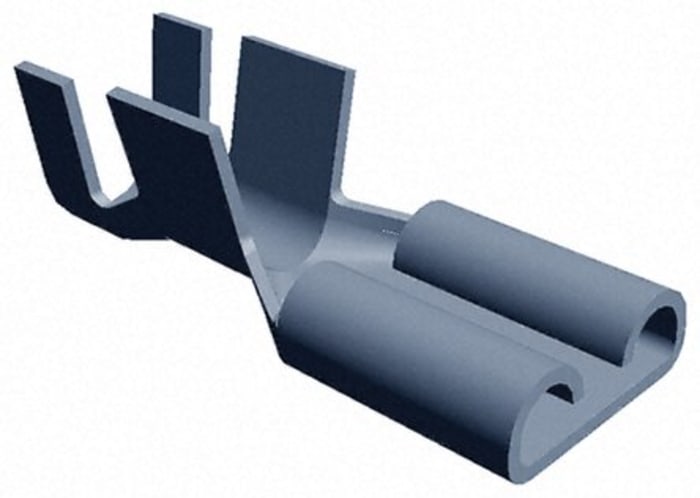 TE Connectivity FASTON .250 Silver Uninsulated Female Spade Connector, Crimp, 6.35 x 0.81 mm Tab Size 22 AWG to 18 AWG