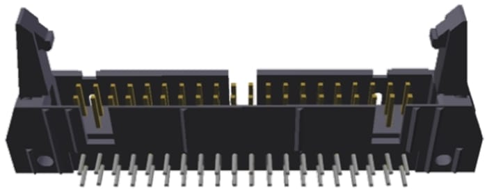 TE Connectivity AMP-LATCH Series Right Angle Through Hole PCB Header, 40 Contact(s), 2.54mm Pitch, 2 Row(s), Shrouded