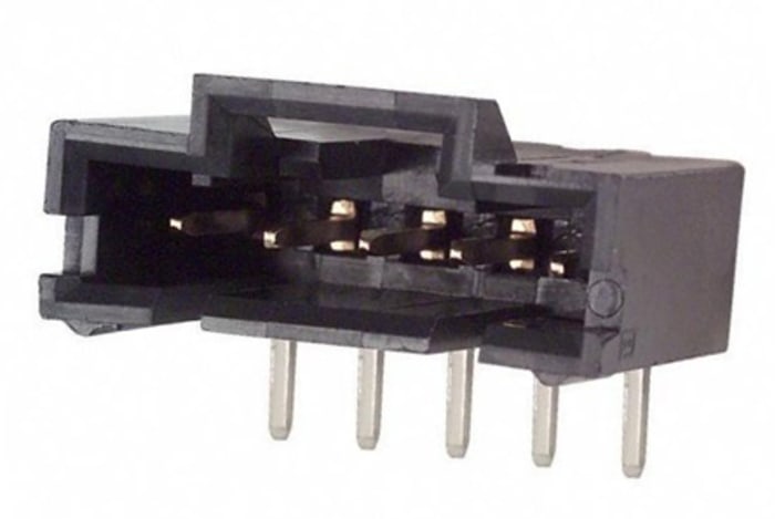 TE Connectivity AMPMODU MTE Series Right Angle Through Hole PCB Header, 5 Contact(s), 2.54mm Pitch, 1 Row(s), Shrouded