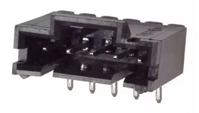 TE Connectivity AMPMODU MTE Series Right Angle Through Hole PCB Header, 5 Contact(s), 2.54mm Pitch, 1 Row(s), Shrouded