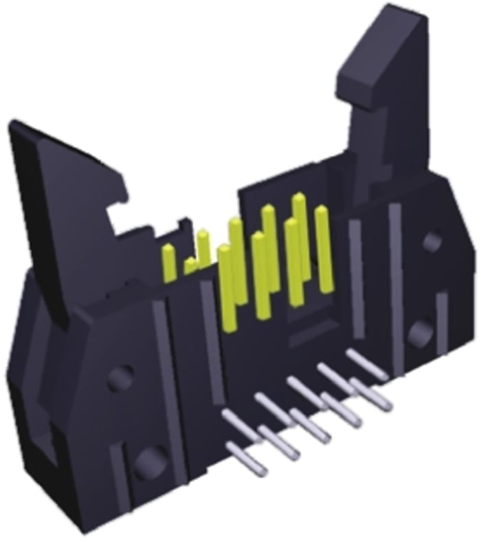 TE Connectivity AMP-LATCH Series Right Angle Through Hole PCB Header, 10 Contact(s), 2.54mm Pitch, 2 Row(s), Shrouded