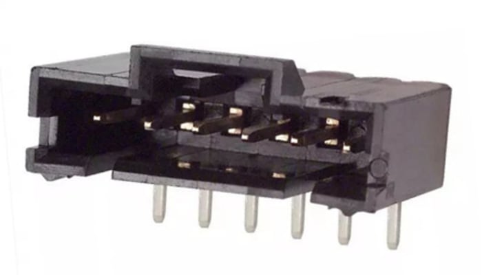 TE Connectivity AMPMODU MTE Series Right Angle Through Hole PCB Header, 6 Contact(s), 2.54mm Pitch, 1 Row(s), Shrouded