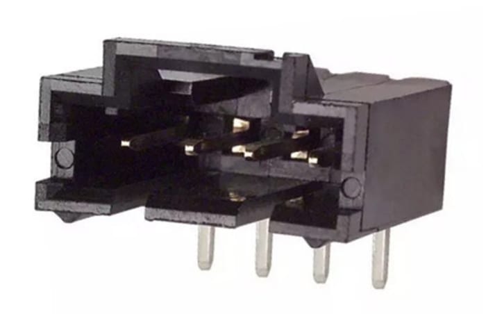 TE Connectivity AMPMODU MTE Series Right Angle Through Hole PCB Header, 4 Contact(s), 2.54mm Pitch, 1 Row(s), Shrouded