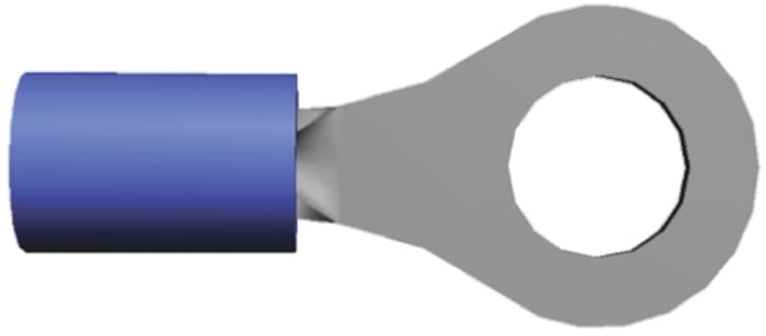 TE Connectivity, PLASTI-GRIP Insulated Ring Terminal, 6.35mm Stud Size, 1mm² to 2.6mm² Wire Size, Blue