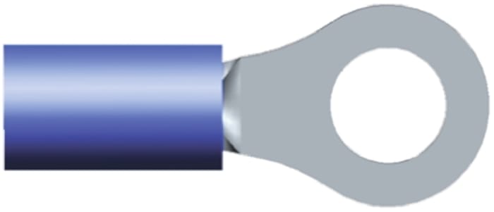 TE Connectivity, PLASTI-GRIP Insulated Ring Terminal, M5 (#10) Stud Size, 1mm² to 2.6mm² Wire Size, Blue