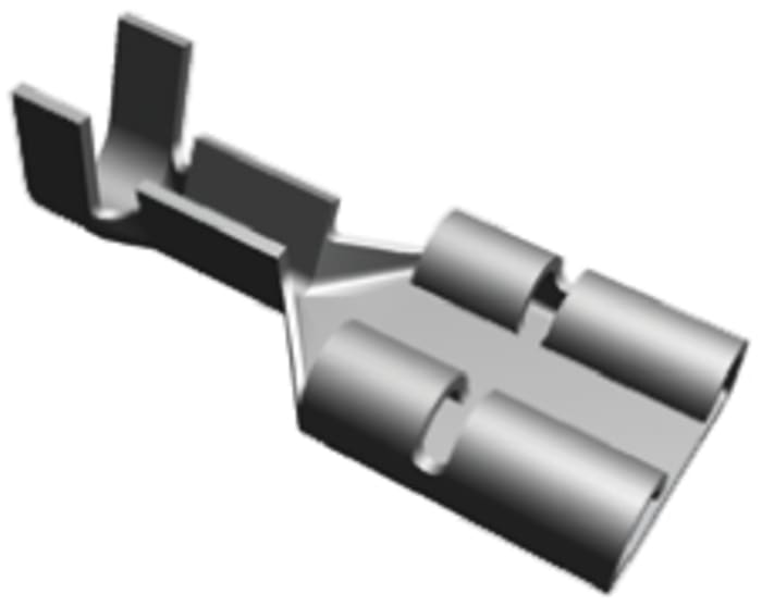 TE Connectivity FASTON .250 Black Uninsulated Female Spade Connector, Crimp, 6.35 x 0.81 mm Tab Size 22 AWG to 18 AWG